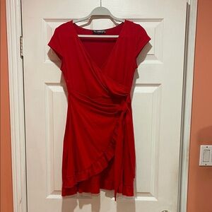 Elegant Red Wrap Dress